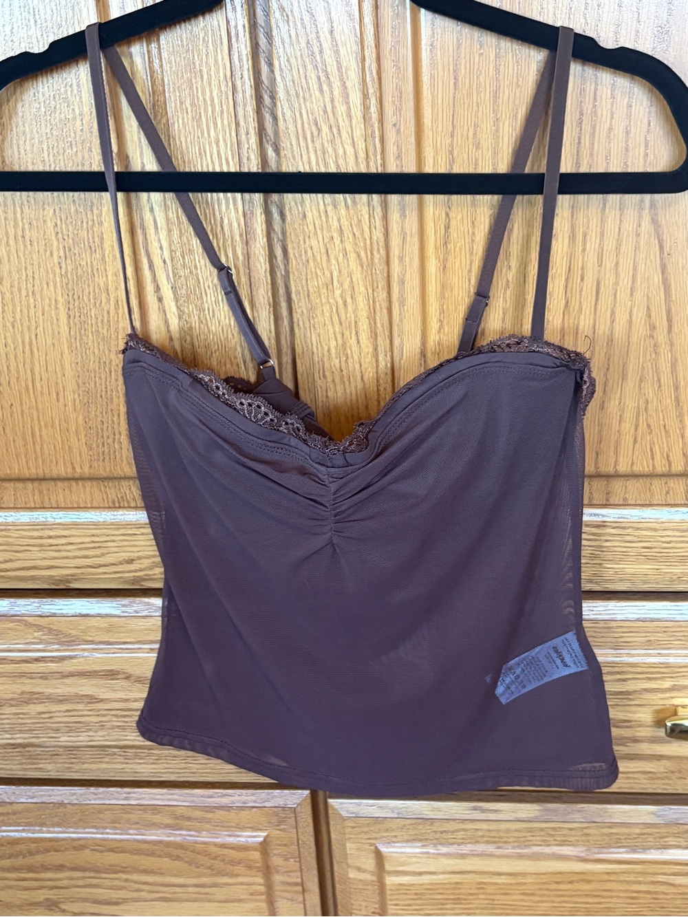 Edited Women's Brown Lace-Trim Cami Tank Top